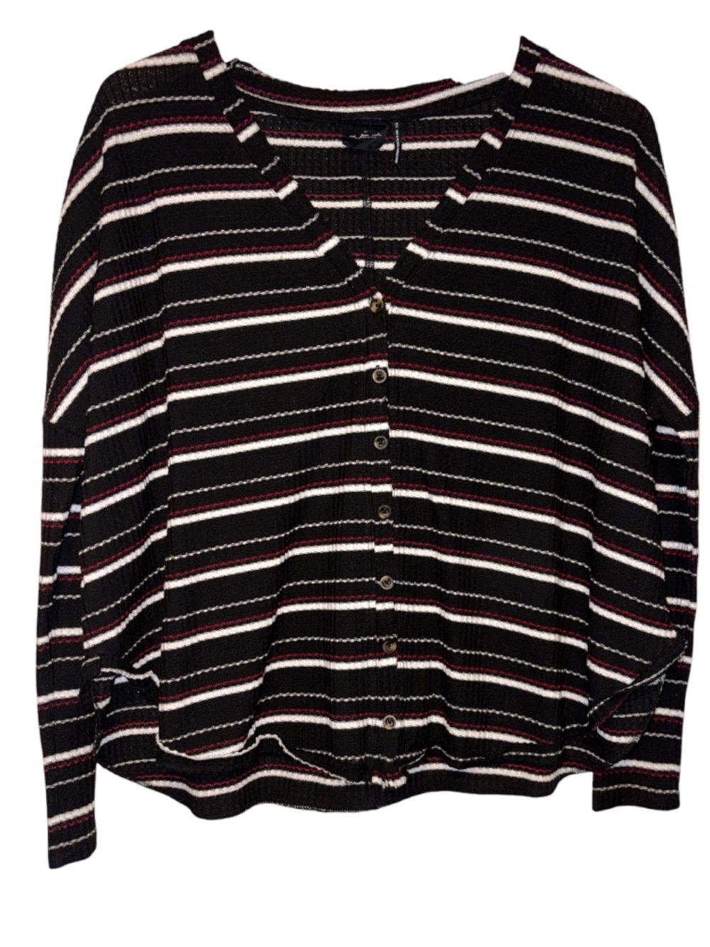 Out From Under Urban Outfitters Black  White & Red striped button long sleeve XS